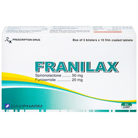 Thuốc lợi tiểu Franilax điều trị phù, tăng huyết áp (3 vỉ x 10 viên)