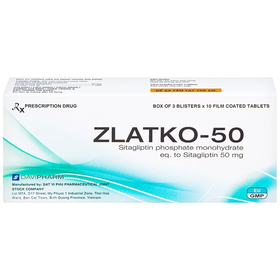 Thuốc Zlatko-50 DaviPharm điều trị đái tháo đường tuýp 2 (3 vỉ x 10 viên)
