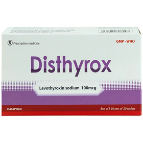Thuốc Disthyrox 100mcg điều trị thay thế hoặc bổ sung cho hội chứng suy giáp (5 vỉ x 20 viên)