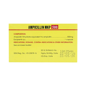 Thuốc Ampicillin MKP 500 điều trị nhiễm khuẩn (10 vỉ x 10 viên)