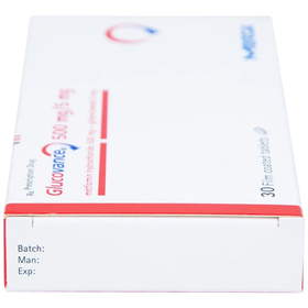 Thuốc Glucovance 500mg/5mg Merck điều trị tiểu đường tuýp 2 (2 vỉ x 15 viên)