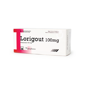 Thuốc Lorigout 100mg điều trị tăng acid uric máu (10 vỉ x 10 viên)