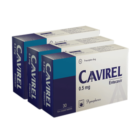 Thuốc Cavirel 0.5mg Pymepharco điều trị nhiễm virus viêm gan B (3 vỉ x 10 viên)