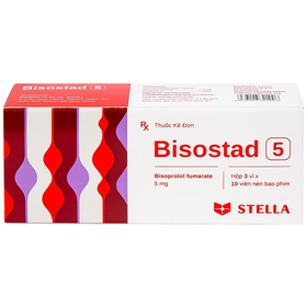Thuốc Bisostad 5 điều trị tăng huyết áp và đau thắt ngực (3 vỉ x 10 viên)