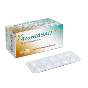Thuốc AtorHasan 10mg điều trị tăng lipid huyết (10 vỉ x 10 viên)