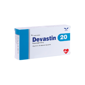 Thuốc Devastin 20 điều trị tăng cholesterol máu nguyên phát, rối loạn lipid máu hỗn hợp (3 vỉ x 10 viên)
