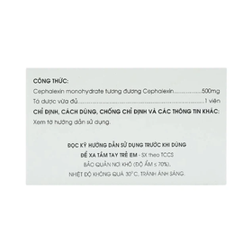 Thuốc Cephalexin MKP 500 Mekophar điều trị nhiễm khuẩn (100 viên)