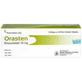 Thuốc Orasten 10mg giảm cholesterone toàn phần (3 vỉ x 10 viên)
