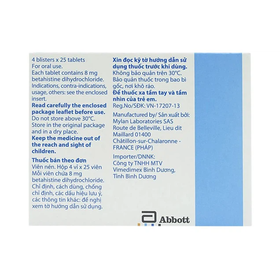 Thuốc Serc 8mg điều trị chóng mặt tiền đình, mất thính giác, ù tai (4 vỉ x 25 viên)