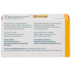 Thuốc Fycompa 2mg Eisai điều trị bổ trợ cơn động kinh (4 vỉ x 7 viên)