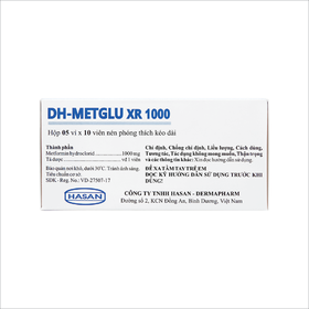Thuốc DH-Metglu XR 1000 Hasan điều trị tiểu đường tuýp 2 (5 vỉ x 10 viên)