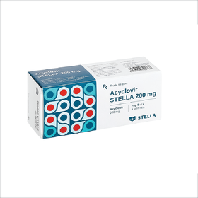 Thuốc Acyclovir Stella 200mg điều trị nhiễm Herpes simplex, Varicella zoster (5 vỉ x 5 viên)