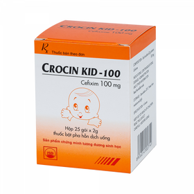 Bột Crocin Kid 100mg Pymepharco điều trị viêm phổi, viêm xoang, viêm họng (25 gói)
