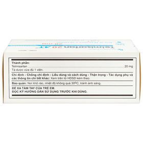 Thuốc Telmisartan 20 A.T điều trị tăng huyết áp (10 vỉ x 10 viên)