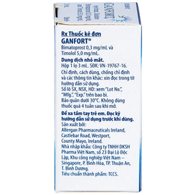 Thuốc nhỏ mắt Ganfort hỗ trợ điều trị Glaucoma góc mở, tăng nhãn áp (Chai 3ml)