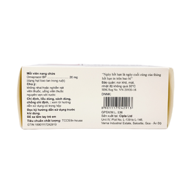 Thuốc Lomac - 20 Cipla điều trị viêm loét dạ dày - tá tràng, trào ngược thực quản (10 vỉ x 10 viên)
