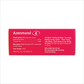 Thuốc Azenmarol 4mg hỗ trợ điều trị nhồi máu cơ tim, bệnh tim gây tắc mạch (Hộp 100 viên)