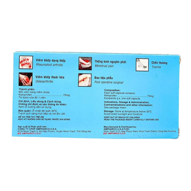 Thuốc Nidal Fort 75mg điều trị các cơn kịch phát thấp khớp viêm (3 vỉ x 10 viên)