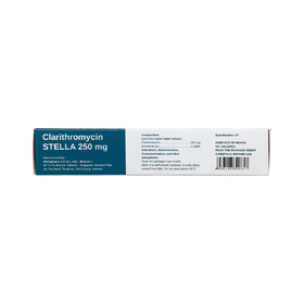 Thuốc Clarithromycin Stella 250mg điều trị nhiễm trùng (2 vỉ x 10 viên)