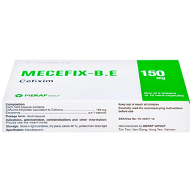 Thuốc Mecefix-B.E 150mg điều trị nhiễm khuẩn đường tiết niệu, viêm tai giữa (2 vỉ x 10 viên)