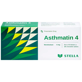 Viên nhai Asthmatin 4 Stella phòng và điều trị hen suyễn, giảm viêm mũi dị ứng (3 vỉ x 10 viên)