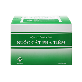Nước cất pha tiêm Vidipha hòa tan thuốc tiêm bột (100 ống x 5ml)