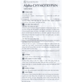 Thuốc Alpha-Chymotrypsin điều trị phù nề sau chấn thương, phẩu thuật, bỏng (2 vỉ x 10 viên)