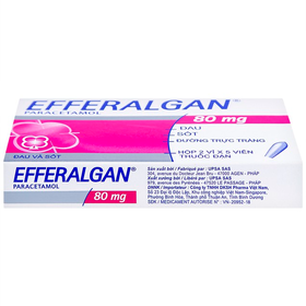 Thuốc đặt trực tràng Efferalgan 80mg giúp giảm đau, hạ sốt (2 vỉ x 5 viên)
