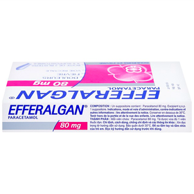 Thuốc đặt trực tràng Efferalgan 80mg giúp giảm đau, hạ sốt (2 vỉ x 5 viên)