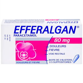 Thuốc đặt trực tràng Efferalgan 80mg giúp giảm đau, hạ sốt (2 vỉ x 5 viên)Thuốc đặt trực tràng Efferalgan 80mg giúp giảm đau, hạ sốt (2 vỉ x 5 viên)