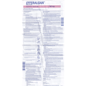 Thuốc đặt trực tràng Efferalgan 80mg giúp giảm đau, hạ sốt (2 vỉ x 5 viên)