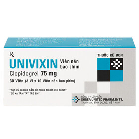 Thuốc Univixin 75mg chống đông máu, ngừa đột quỵ (3 vĩ 10 viên)