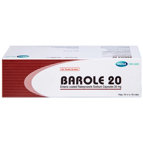 Thuốc Barole 20mg điều trị viêm loét do trào ngược dạ dày - thực quản (10 vỉ x 10 viên)