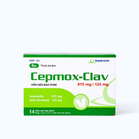 Thuốc Cepmox-Clav 875mg/125mg điều trị nhiễm khuẩn (2 vỉ x 7 viên)