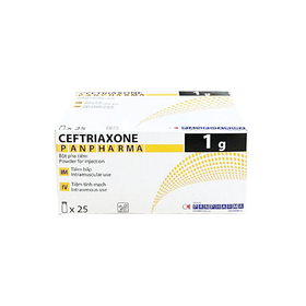 Thuốc Ceftriaxone 1g điều trị nhiễm khuẩn (25 lọ x 1g)