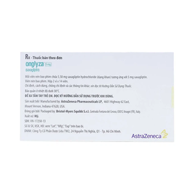 Viên nén Onglyza 5mg AstraZeneca hỗ trợ ăn kiêng, kiểm soát đường huyết (2 vỉ x 14 viên)