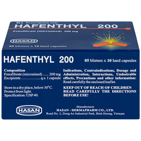 Thuốc Hafenthyl 200 Hasan điều trị tăng cholesterol máu (5 vỉ x 10 viên)