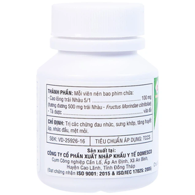 Thuốc Morinda Citrifolia Domesco điều trị đau nhức, sưng khớp, tăng huyết áp (50 viên)