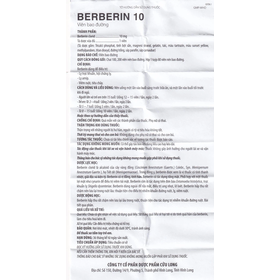 Thuốc Berberin 10mg Pharimexco điều trị lỵ, viêm ruột, tiêu chảy (100 viên)