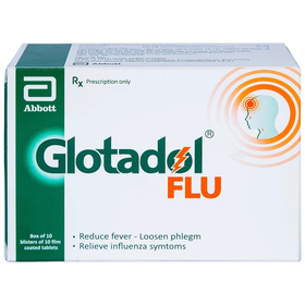 Thuốc Glotadol Flu Hỗ Trợ Hạ Sốt Và Long Đàm (Hộp 10 Vỉ X 10 Viên)