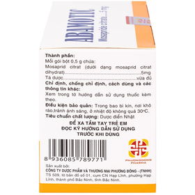 Thuốc Abamotic 5mg Phương Đông điều trị triệu chứng khó tiêu, ợ hơi, đầy bụng hộp 30 gói x 0,5g