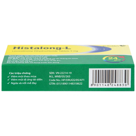 Thuốc Histalong - L 5mg Điều Trị Triệu Chứng Viêm Mũi Dị Ứng (Hộp 2 Vỉ X 10 Viên)