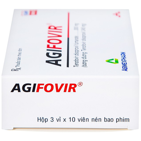 Thuốc Agifovir 300mg Agimexpharm hỗ trợ điều trị HIV-1, viêm gan B mạn tính (3 vỉ x 10 viên)