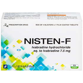Viên nén Nisten-F 7,5mg DaViPharm điều trị bệnh mạch vành, đau thắt ngực (4 vỉ x 7 viên)