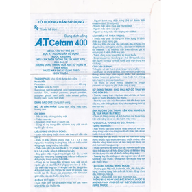 Thuốc A.T Cetam 400 trị chóng mặt, giật rung cơ (30 ống x 10ml)