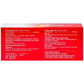 Thuốc đặt âm đạo Chimitol 500mg hỗ trợ điều trị viêm âm đạo do nấm (Hộp 2 viên)