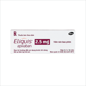Thuốc Eliquis 2.5mg Pfizer phòng ngừa biến cố thuyên tắc huyết khối tĩnh mạch, đột quỵ (20 viên)