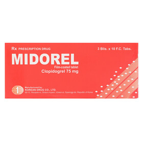 Thuốc Midorel 75mg giảm biến cố do xơ vữa động mạch (30 viên)