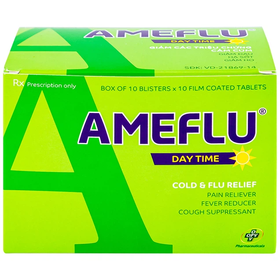 Ameflu Day Time dùng để làm giảm các triệu chứng trong cảm lạnh và cảm cúm như sốt, ho, đau họng, nhức đầu, sung huyết mũi (nghẹt mũi), làm loãng đàm (chất nhầy) và làm loãng dịch tiết phế quản giúp dễ ho hơn.