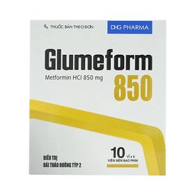 Thuốc Glumeform 850 của Công ty TNHH MTV Dược phẩm DHG, có thành phần chính là metformin HCI. Thuốc dùng để điều trị đái tháo đường tuýp 2.